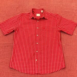 Dockers med men’s Red Plaid Casual Button Down Shirt